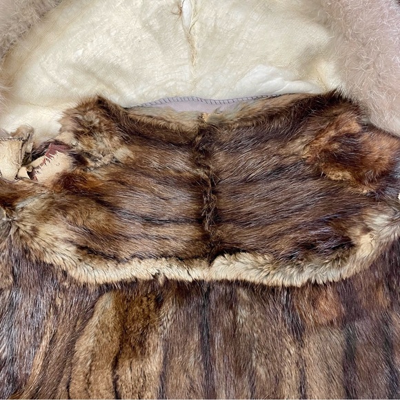 Vintage 1950s Old Hollywood Glamor Big Collar Fox + Fur Coat - Picture 14 of 17